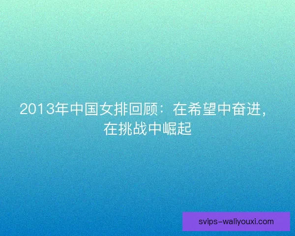 2013年中国女排回顾：在希望中奋进，在挑战中崛起